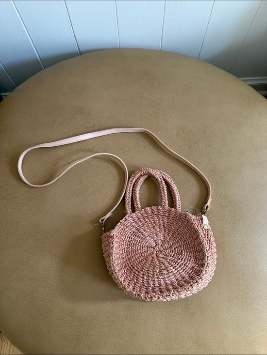 Clare V Handbags - Clare V. Woven Round Crossbody Bag in Blush Pink